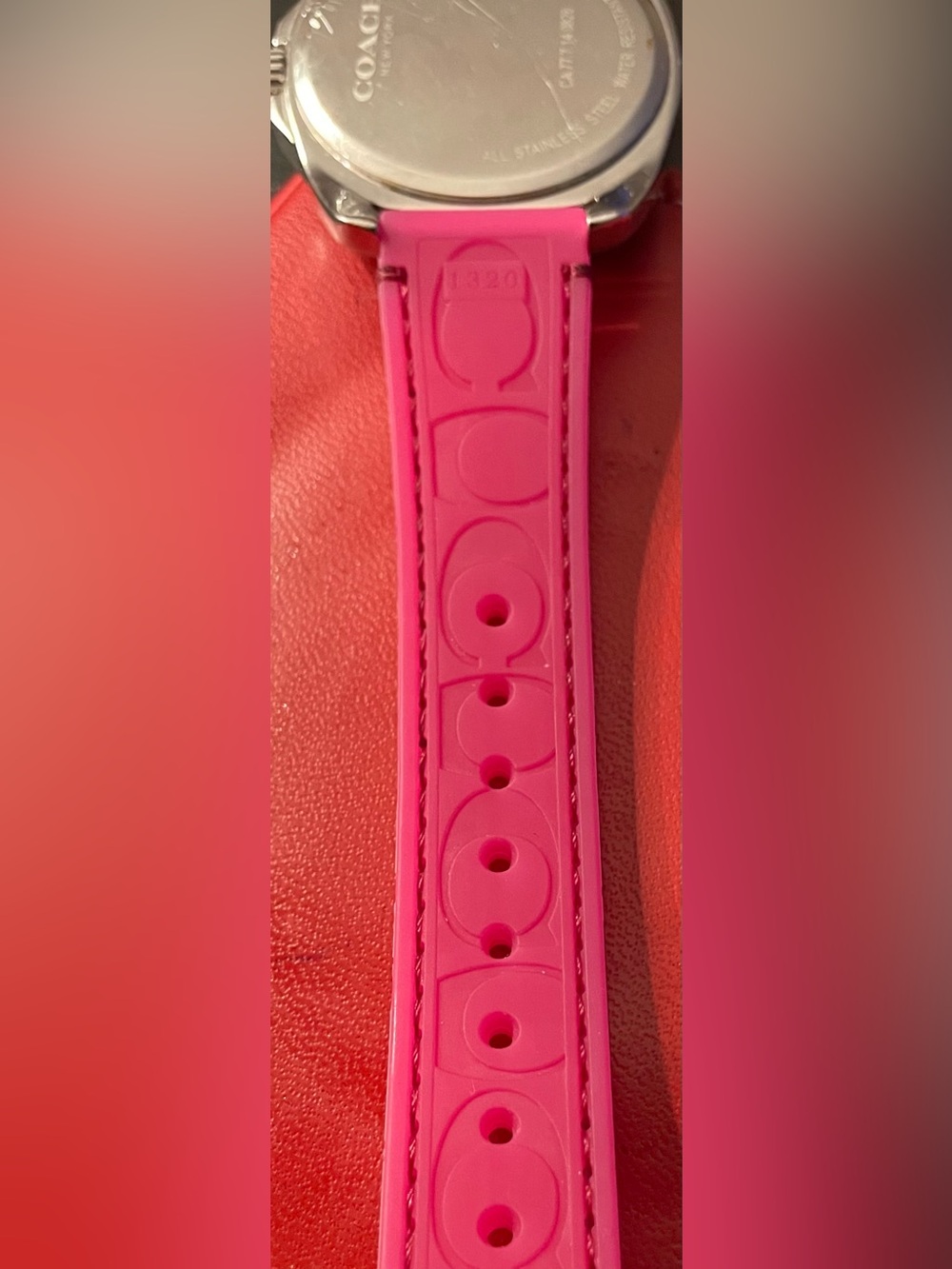 Coach Hot Pink Women's Stainless Steel Accent Watch - Picture 3 of 4
